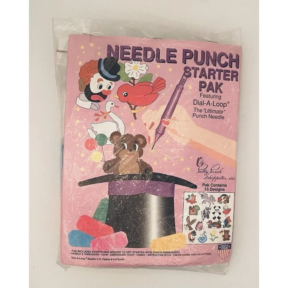 Dial-A-Loop Needle Punch Embroidery Starter Pak Hoop Yarn Spools 15 Designs